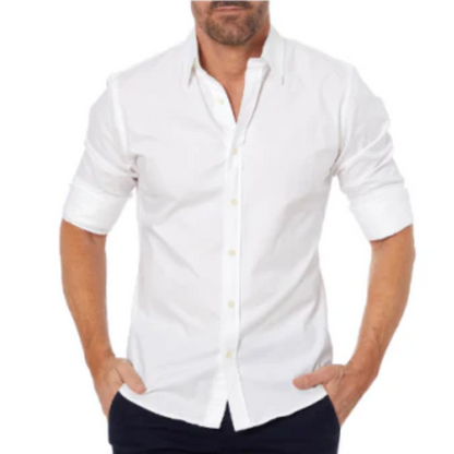 Men's Long Sleeve Shirt – Stylish Stand Collar Dress Shirt for Casual or Formal Wear