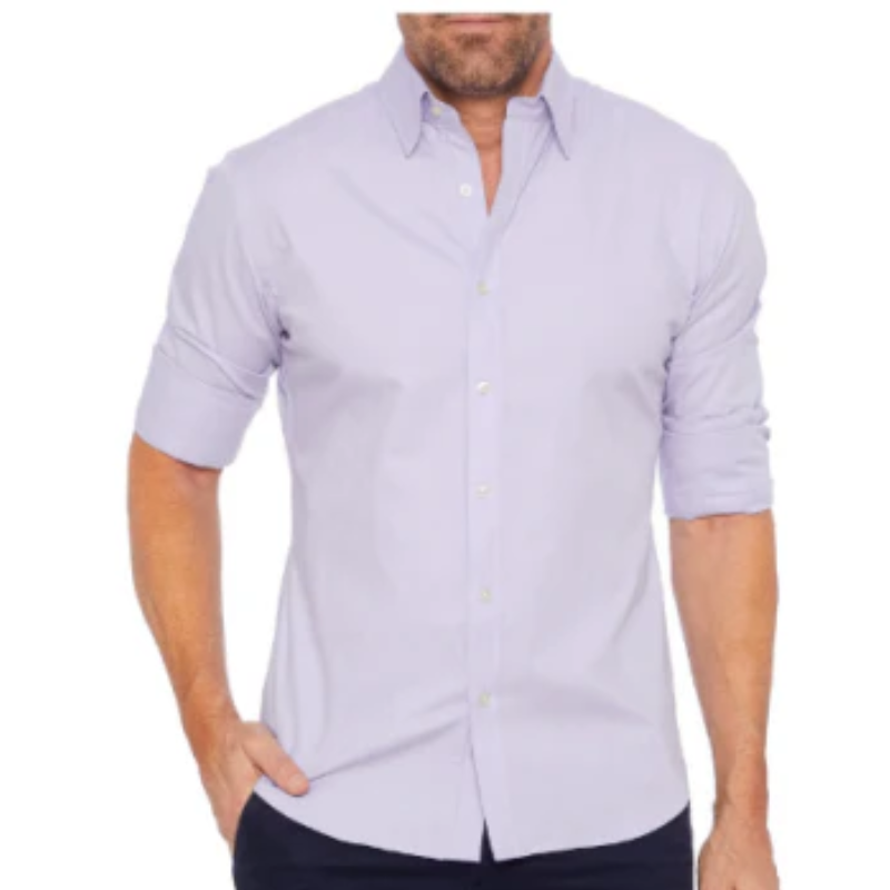 Men's Long Sleeve Shirt – Stylish Stand Collar Dress Shirt for Casual or Formal Wear