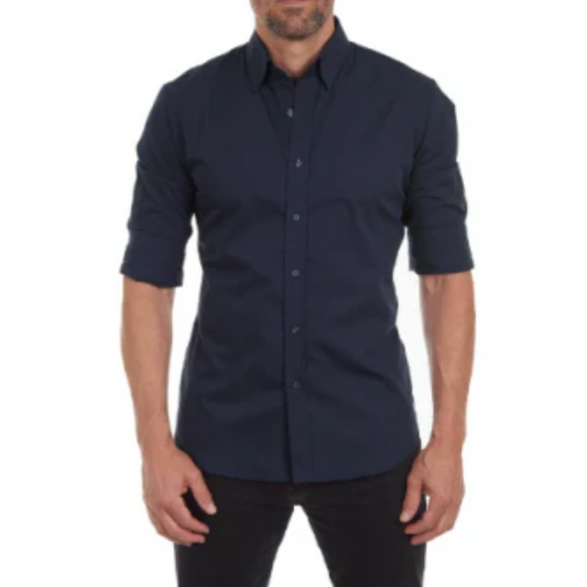 Men's Long Sleeve Shirt – Stylish Stand Collar Dress Shirt for Casual or Formal Wear