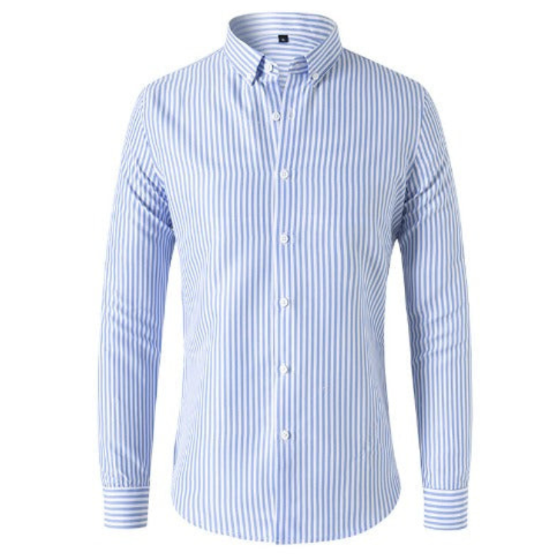 Men's Long Sleeve Striped Shirt – Casual Dress Shirt for Work and Weekend