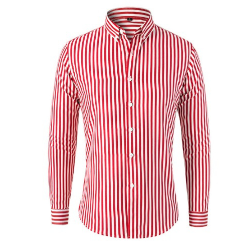 Men's Long Sleeve Striped Shirt – Casual Dress Shirt for Work and Weekend