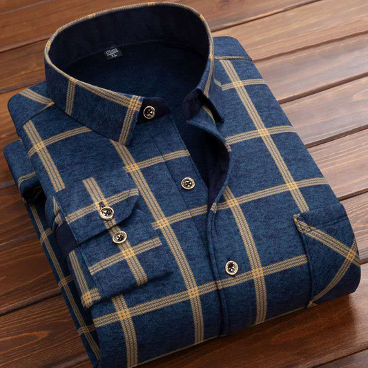 Men's Checked Long Sleeve Shirt – Casual Button-Up for Work and Weekend Wear