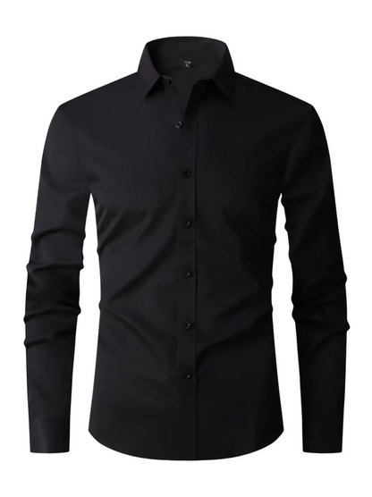 Men's Long Sleeve Shirt Black – Casual Fit Dress Shirt for Work and Events