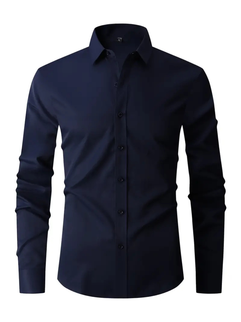 Men's Long Sleeve Shirt Black – Casual Fit Dress Shirt for Work and Events