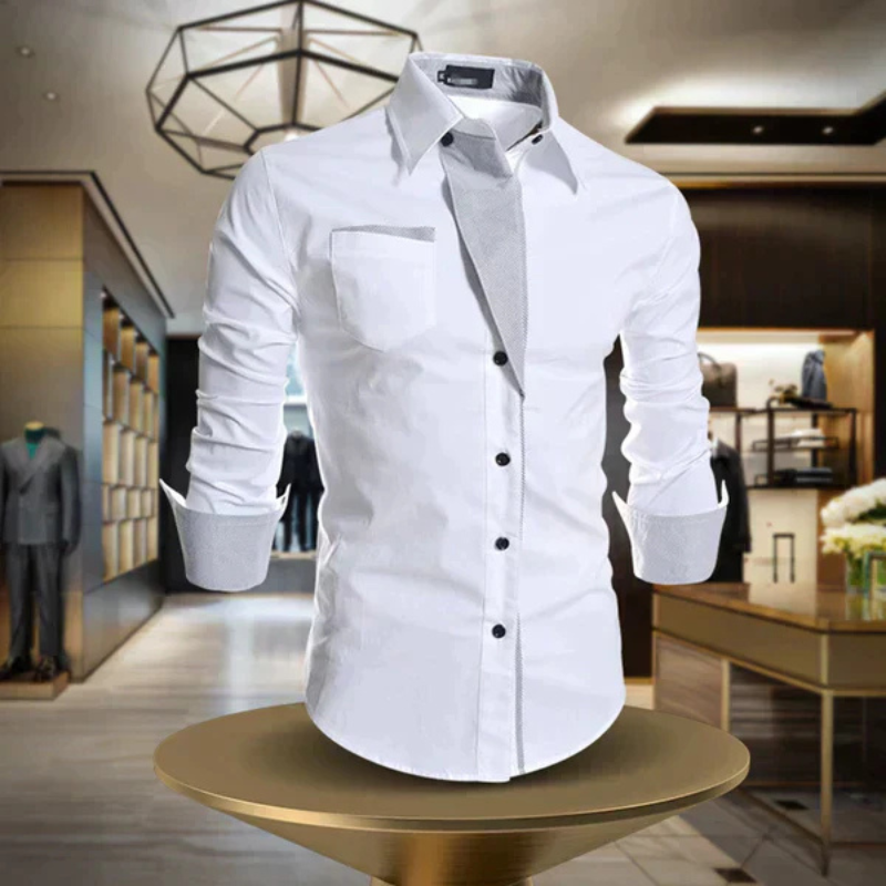 Men's Slim-Fit Long Sleeve Shirt – Stylish Casual Dress Shirt for Work & Events