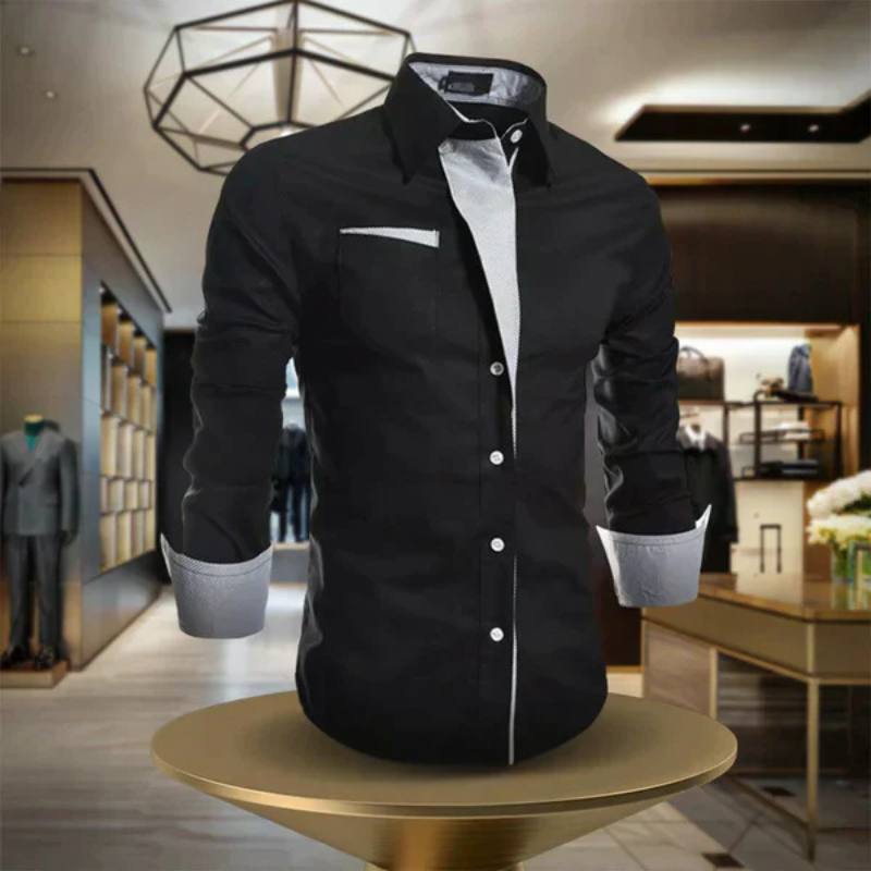 Men's Slim-Fit Long Sleeve Shirt – Stylish Casual Dress Shirt for Work & Events