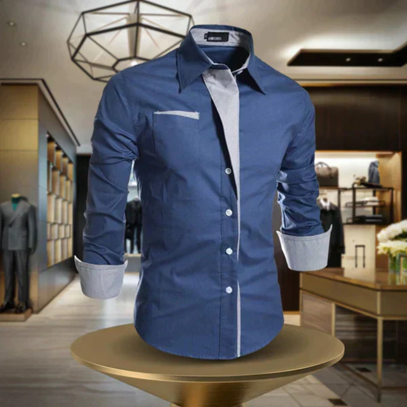 Men's Slim-Fit Long Sleeve Shirt – Stylish Casual Dress Shirt for Work & Events