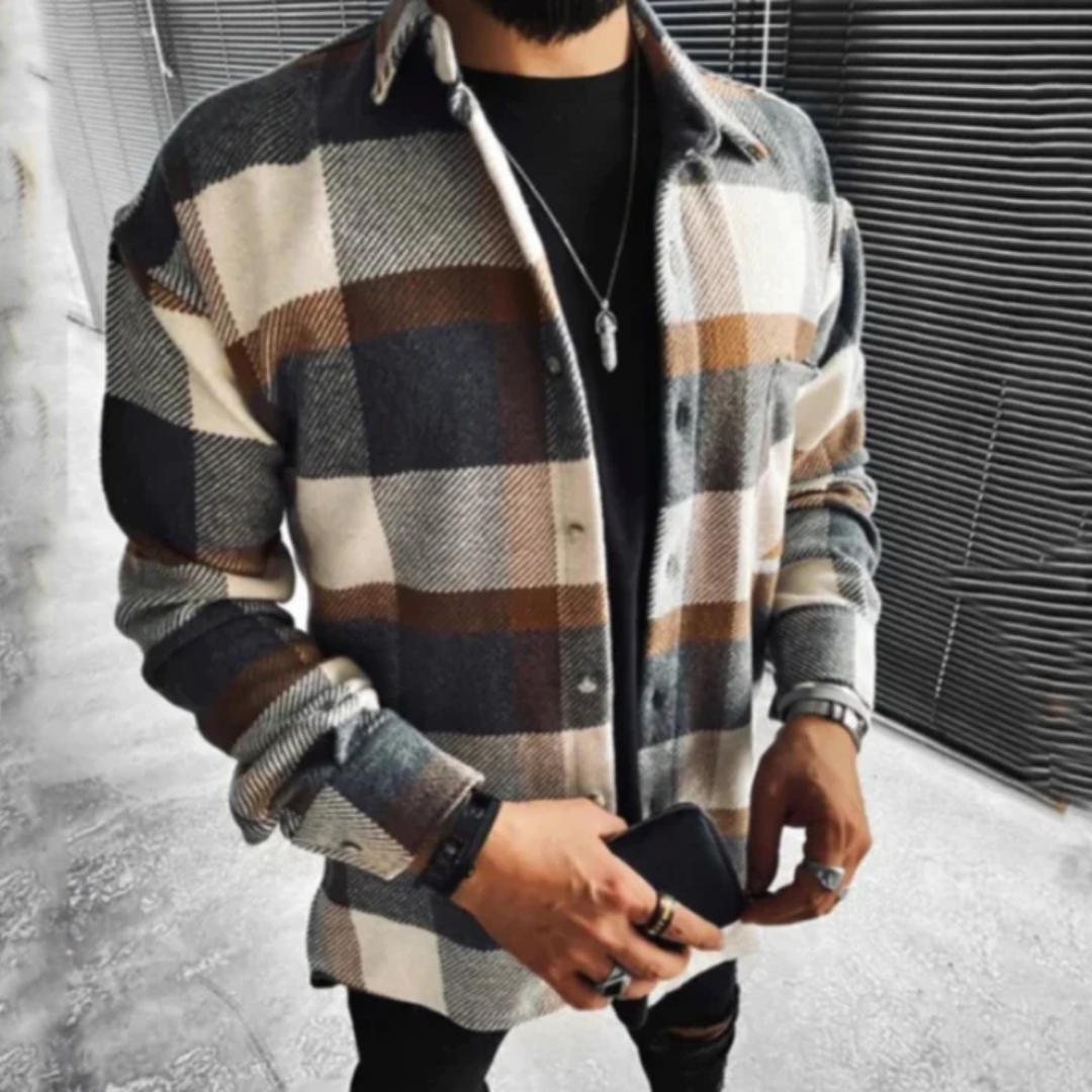 Men's Long Sleeve Checked Shirt – Casual Stylish Top for Everyday Wear