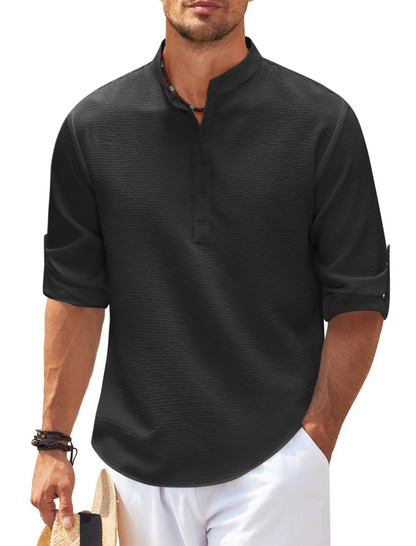 Men's Long Sleeve Shirt Black – Casual Dress Shirt for Work or Weekend Wear