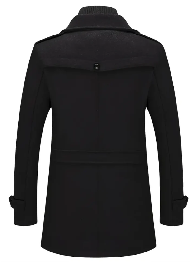 Men's Long Winter Coat – Stylish Black Overcoat for Cold Weather Fashion