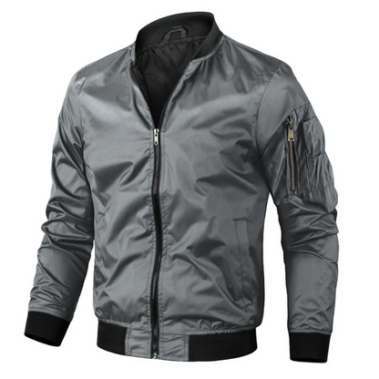 Men's Black Bomber Jacket – Stylish Lightweight Spring Outerwear for Men