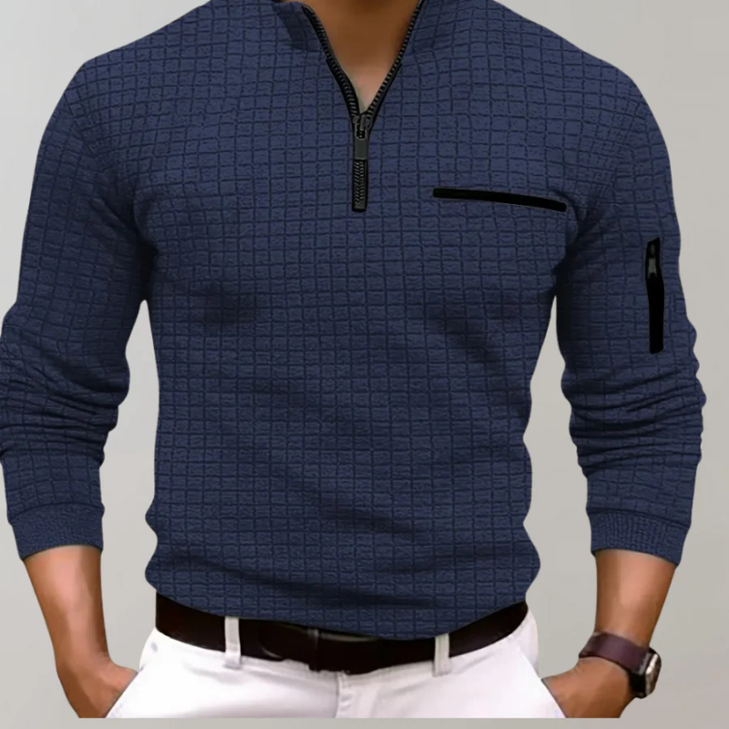 Men's Zip Sweater Blue – Stylish Lightweight Knit Pullover for Casual Wear