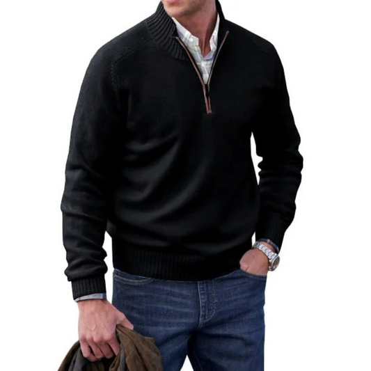 Men's Knit Sweater Zip-Up Jumper – Cozy Casual Pullover for Fall