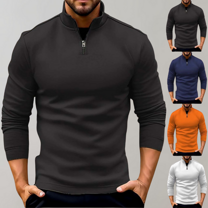 Men's Zip-Up Sweater Black – Stylish Warm Pullover for Casual Wear and Layering