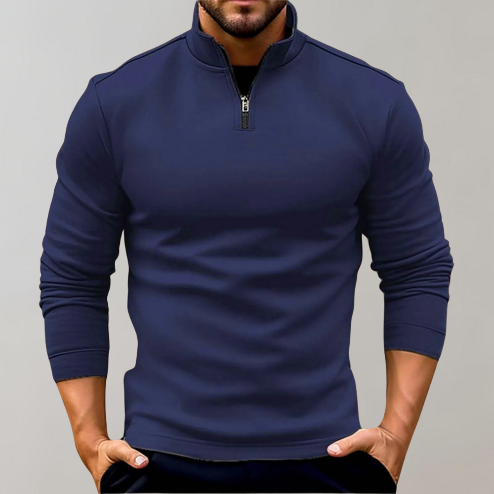 Men's Zip-Up Sweater Black – Stylish Warm Pullover for Casual Wear and Layering