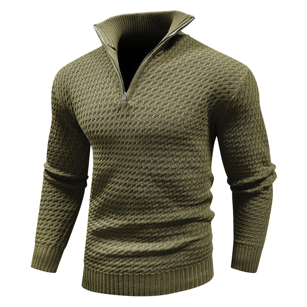 Men's Zip-Up Sweater – Cozy Knit Pullover for Casual Wear and Layering