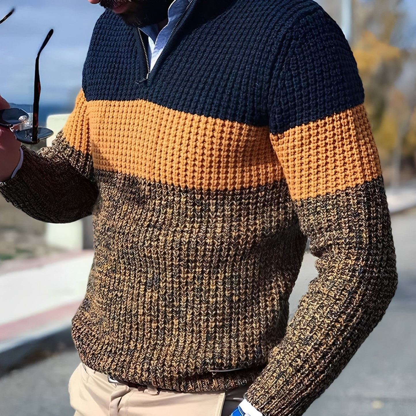 Men's Zip-Up Jumper – Stylish Knitted Sweater for Casual Wear