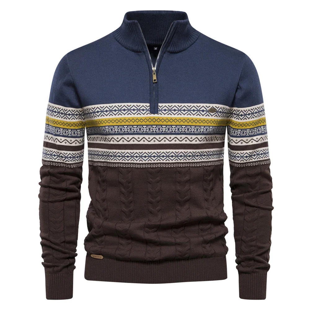 Men's Zip-Up Sweater – Cozy Knit Pullover for Casual Wear and Layering