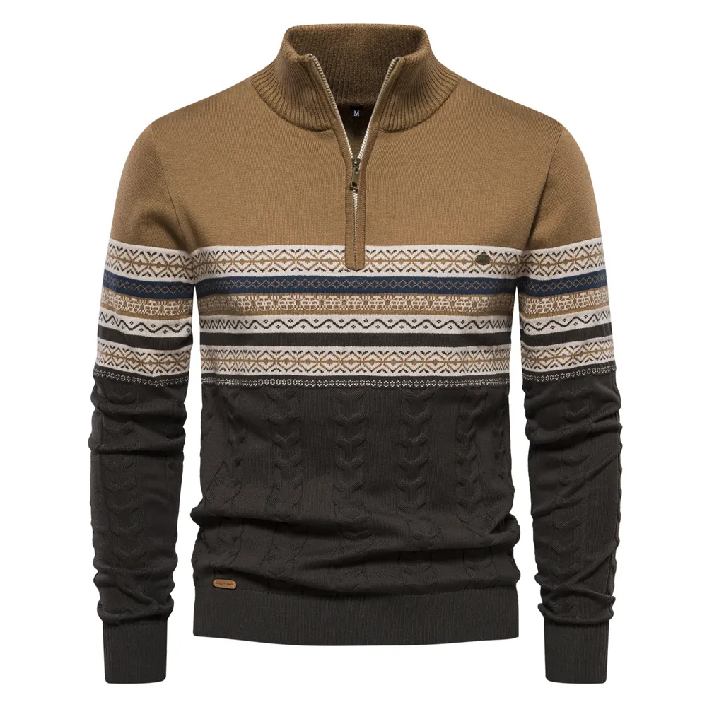 Men's Zip-Up Sweater – Cozy Knit Pullover for Casual Wear and Layering