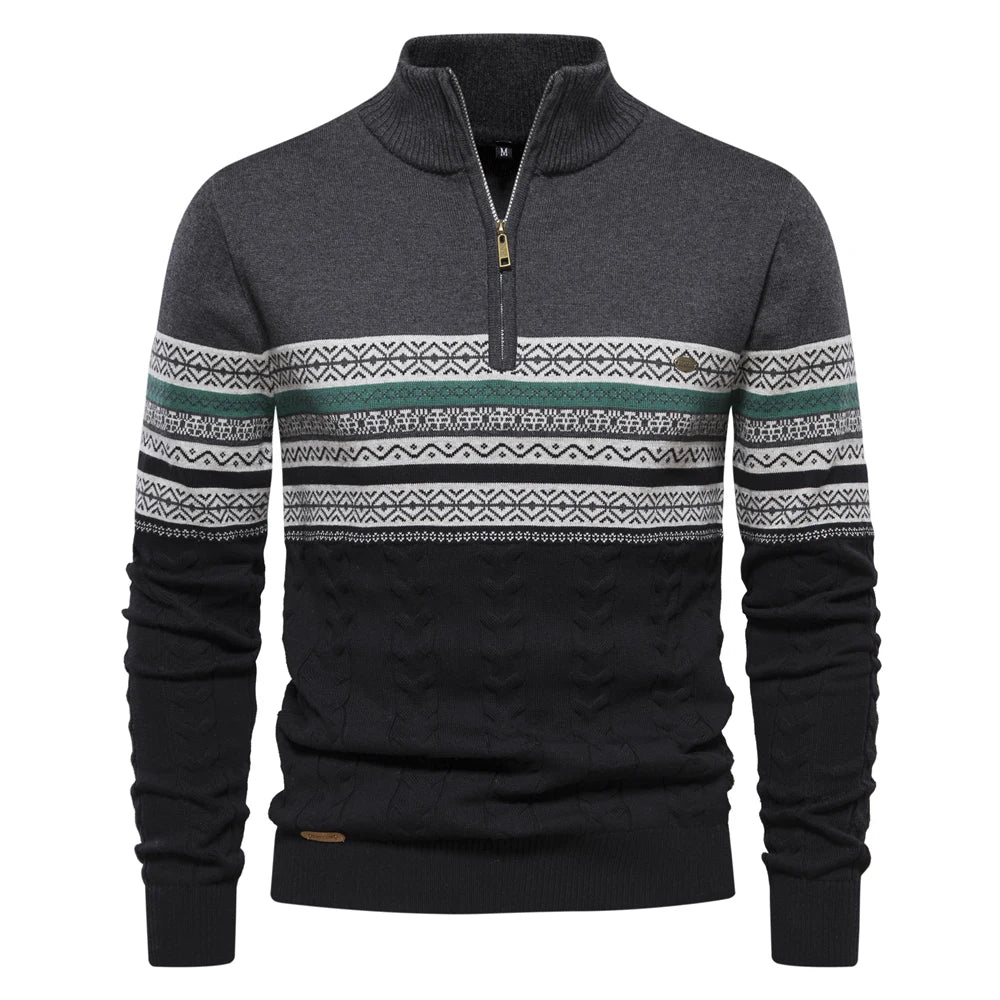 Men's Zip-Up Sweater – Cozy Knit Pullover for Casual Wear and Layering