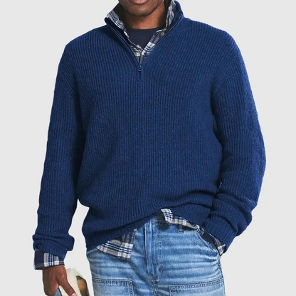 Men's Zip-Up Sweater – Warm Fleece Sweater for Casual and Outdoor Wear