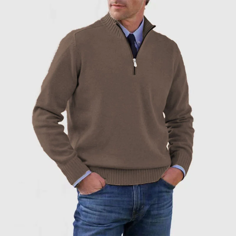 Men's Knit Sweater Zip Jumper – Stylish Warm Pullover for Casual Wear