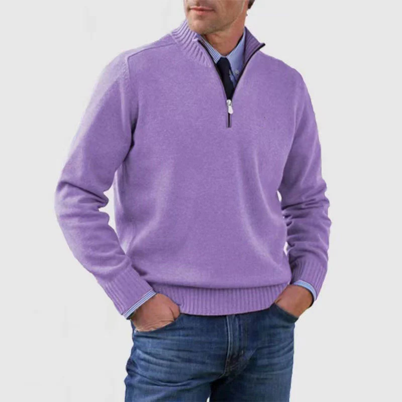 Men's Knit Sweater Zip Jumper – Stylish Warm Pullover for Casual Wear