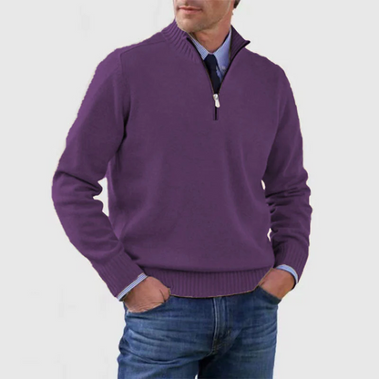 Men's Knit Sweater Zip Jumper – Stylish Warm Pullover for Casual Wear