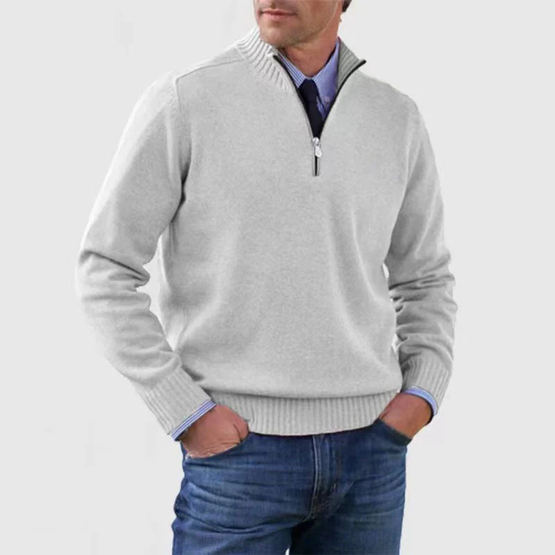 Men's Knit Sweater Zip Jumper – Stylish Warm Pullover for Casual Wear