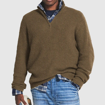 Men's Zip-Up Sweater – Warm Fleece Sweater for Casual and Outdoor Wear