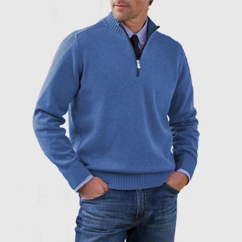 Men's Knit Sweater Zip Jumper – Stylish Warm Pullover for Casual Wear