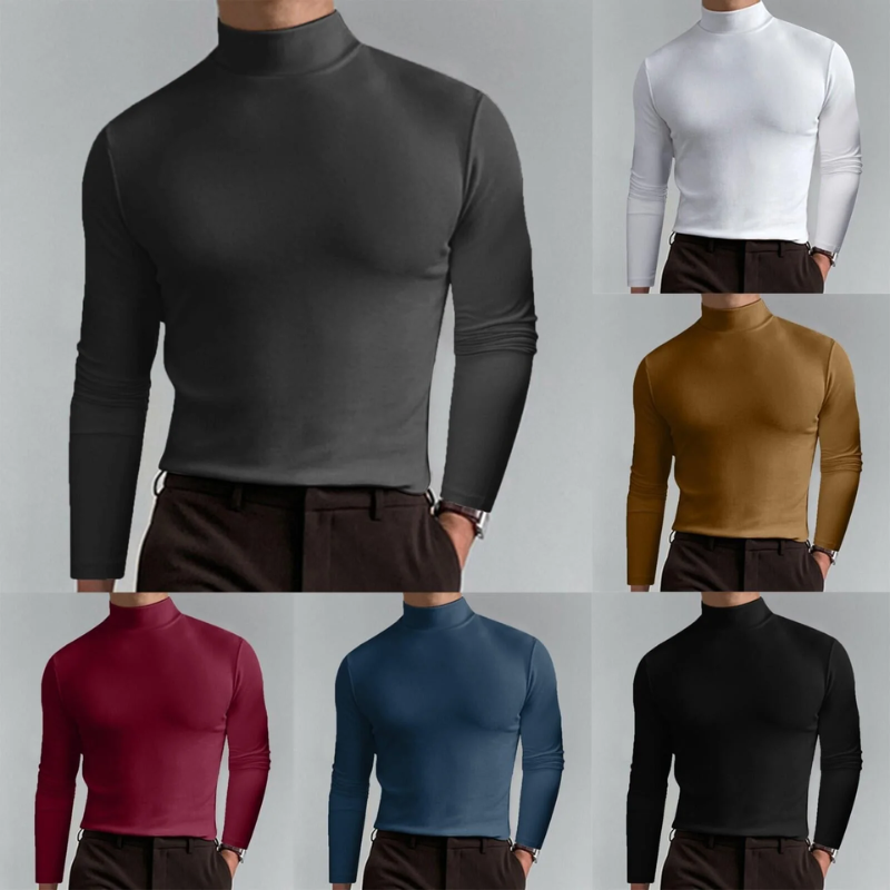 Men's Slim Fit Roll Neck Jumper Black – Stylish Knitwear for Casual Wear