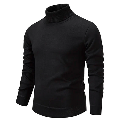 Men's Roll Neck Jumper Black – Warm Knit Sweater for Casual Winter Style