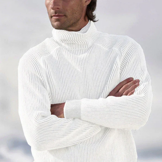 Men's Roll Neck Jumper White – Warm Knit Sweater for Winter Style