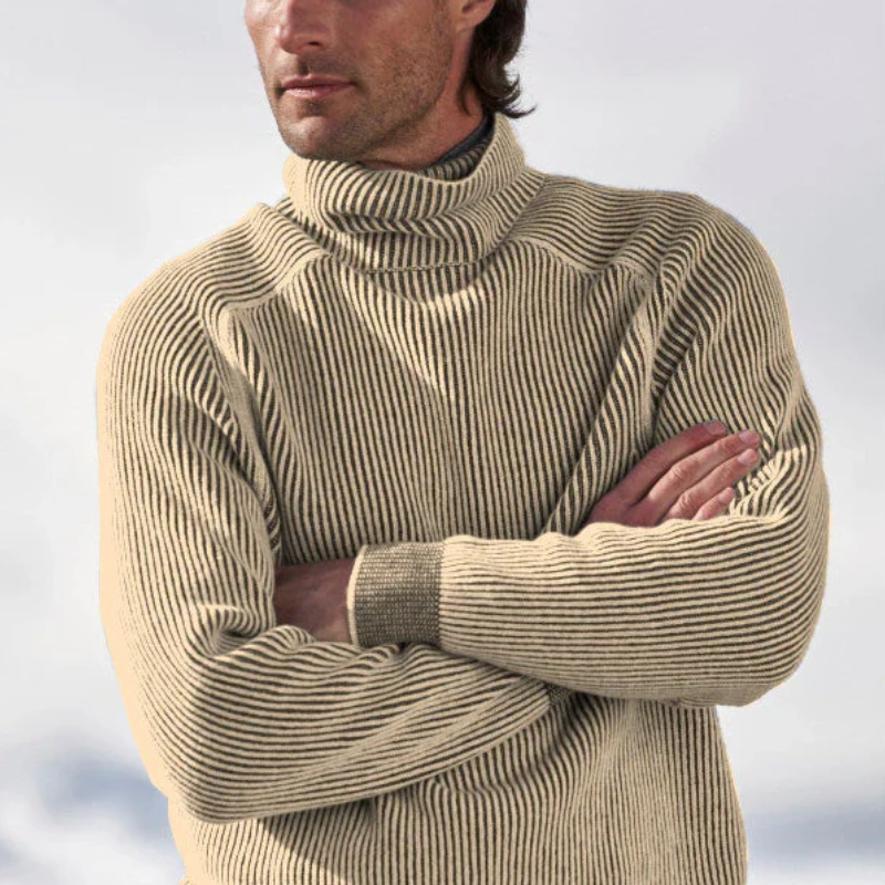 Men's Roll Neck Jumper White – Warm Knit Sweater for Winter Style