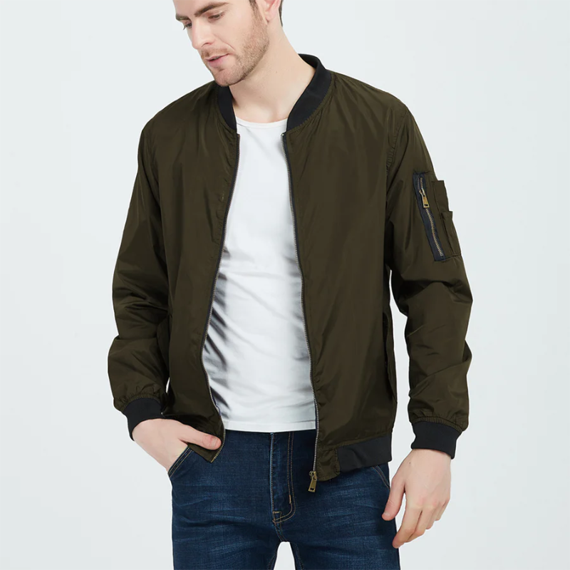 Men's Black Bomber Jacket – Stylish Lightweight Spring Outerwear for Men