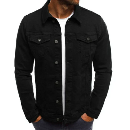 Men's Black Denim Jacket – Stylish Short Coat for Casual Wear