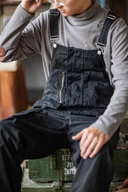 Men's Black Overalls – Durable Workwear with Pockets for Heavy-Duty Use