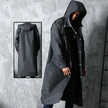 Men's Waterproof Rain Jacket – Long Coat for Outdoor Activities and Travel