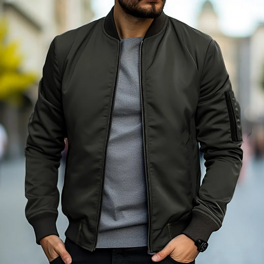 Men's Lightweight Black Bomber Jacket – Stylish Casual Outerwear for All Seasons