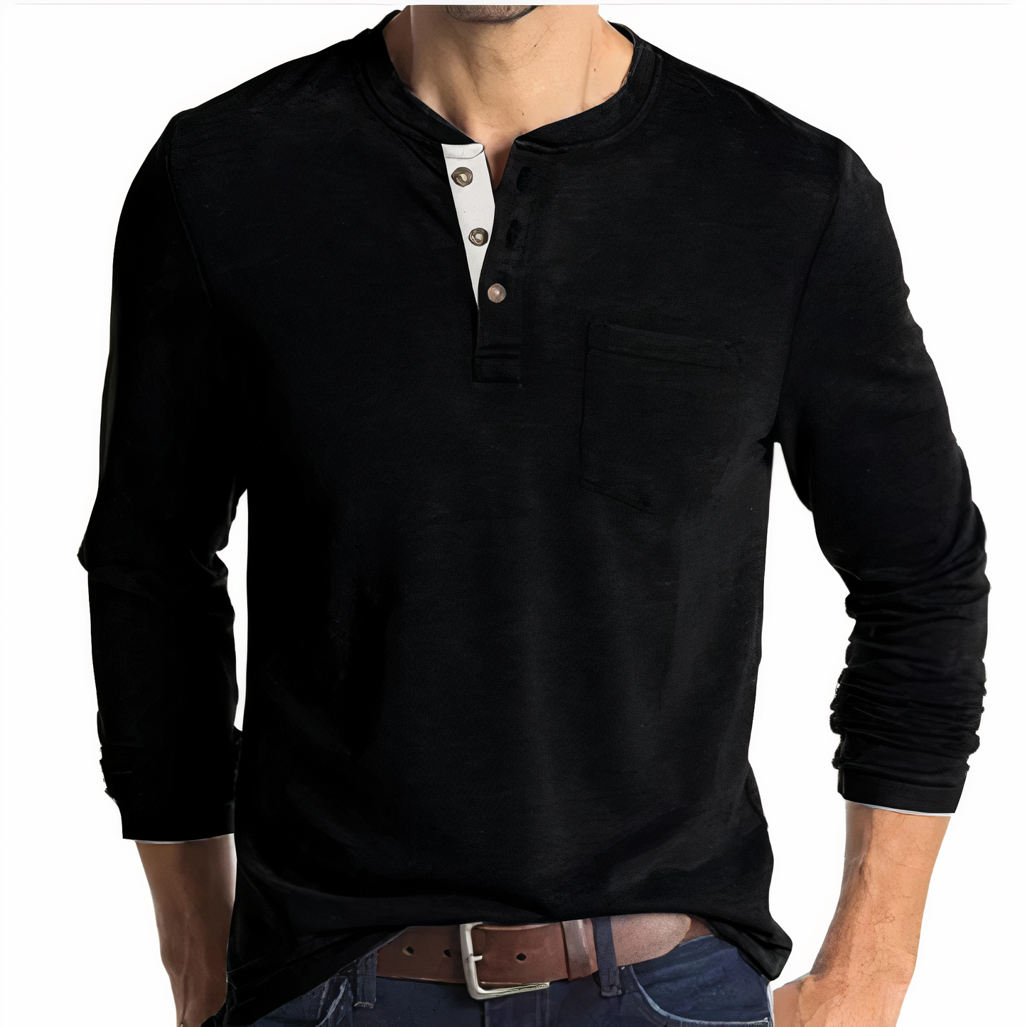 Men's Black Sweatshirt – Long Sleeve Casual Pullover for Comfort and Style