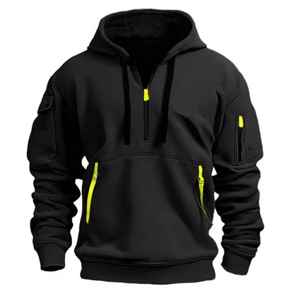 Men's Zip-Up Hoodie – Black Hooded Sweatshirt for Casual Wear