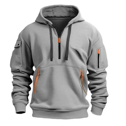 Men's Zip-Up Hoodie – Black Hooded Sweatshirt for Casual Wear