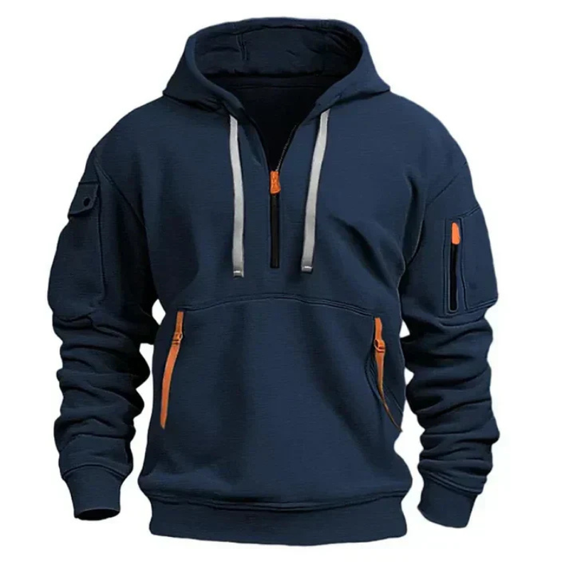 Men's Zip-Up Hoodie – Black Hooded Sweatshirt for Casual Wear