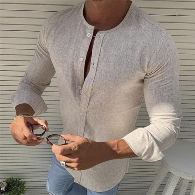 Men's Slim-Fit Long Sleeve Shirt – Stylish Casual Dress Shirt for Work & Events