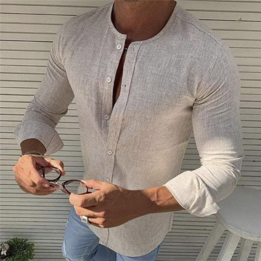 Men's Slim-Fit Long Sleeve Shirt – Stylish Casual Dress Shirt for Work & Events