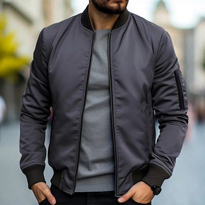 Men's Lightweight Black Bomber Jacket – Stylish Casual Outerwear for All Seasons