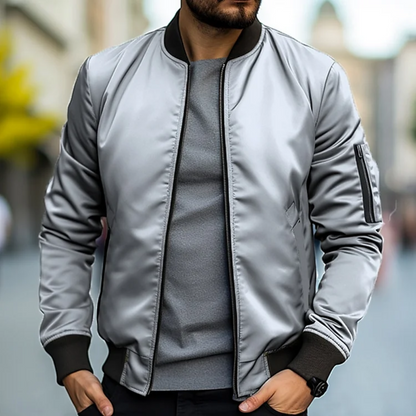 Men's Lightweight Black Bomber Jacket – Stylish Casual Outerwear for All Seasons