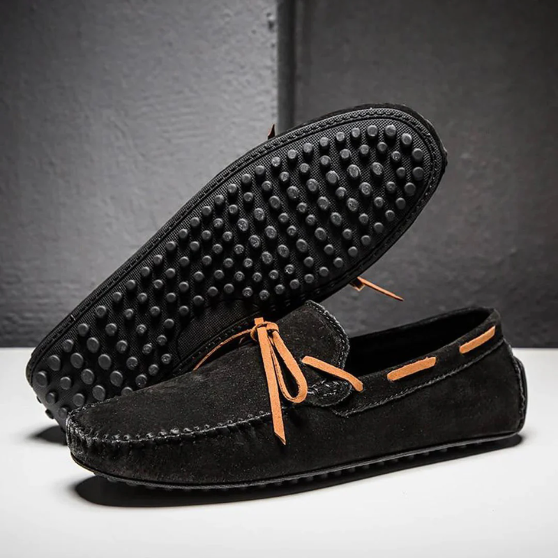 Men's Summer Moccasins Black – Comfortable Slip-On Shoes for Casual Wear