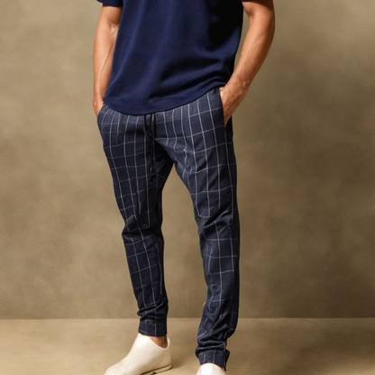 Men's Summer Trousers – Checked Lightweight Casual Pants for Warm Weather